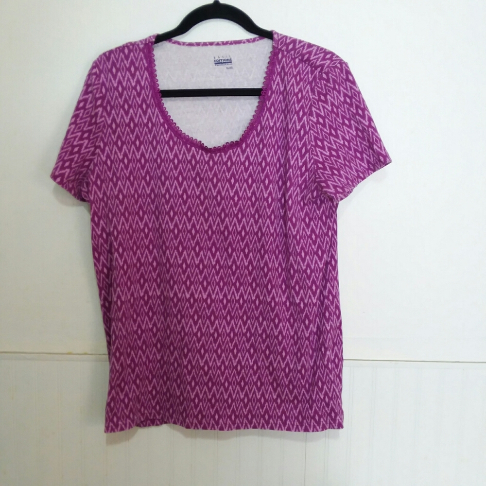 Women's purple and white top basic editions XL